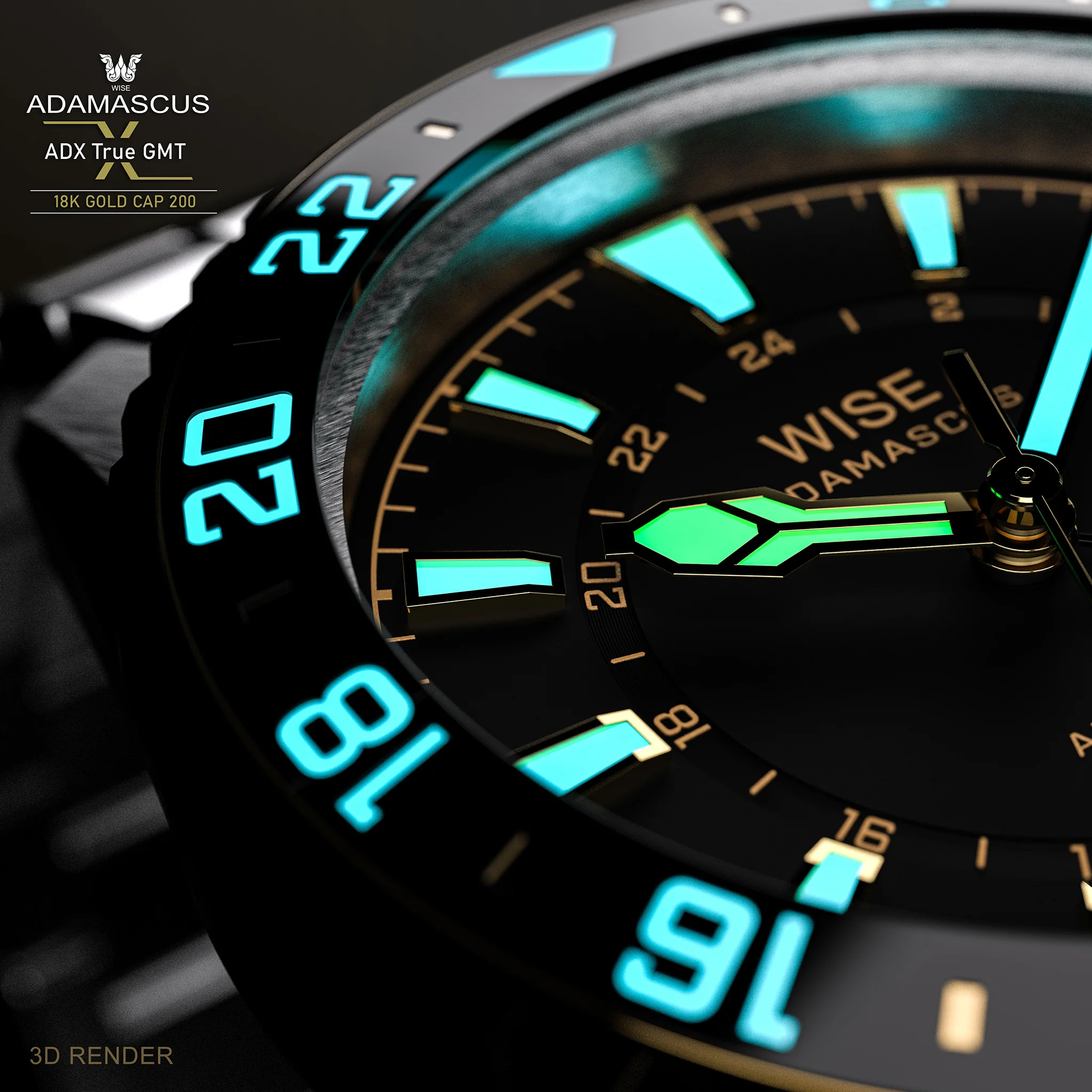 ADAMASCUS ADX101YG True GMT 18K Gold Cap 200 - Image 3