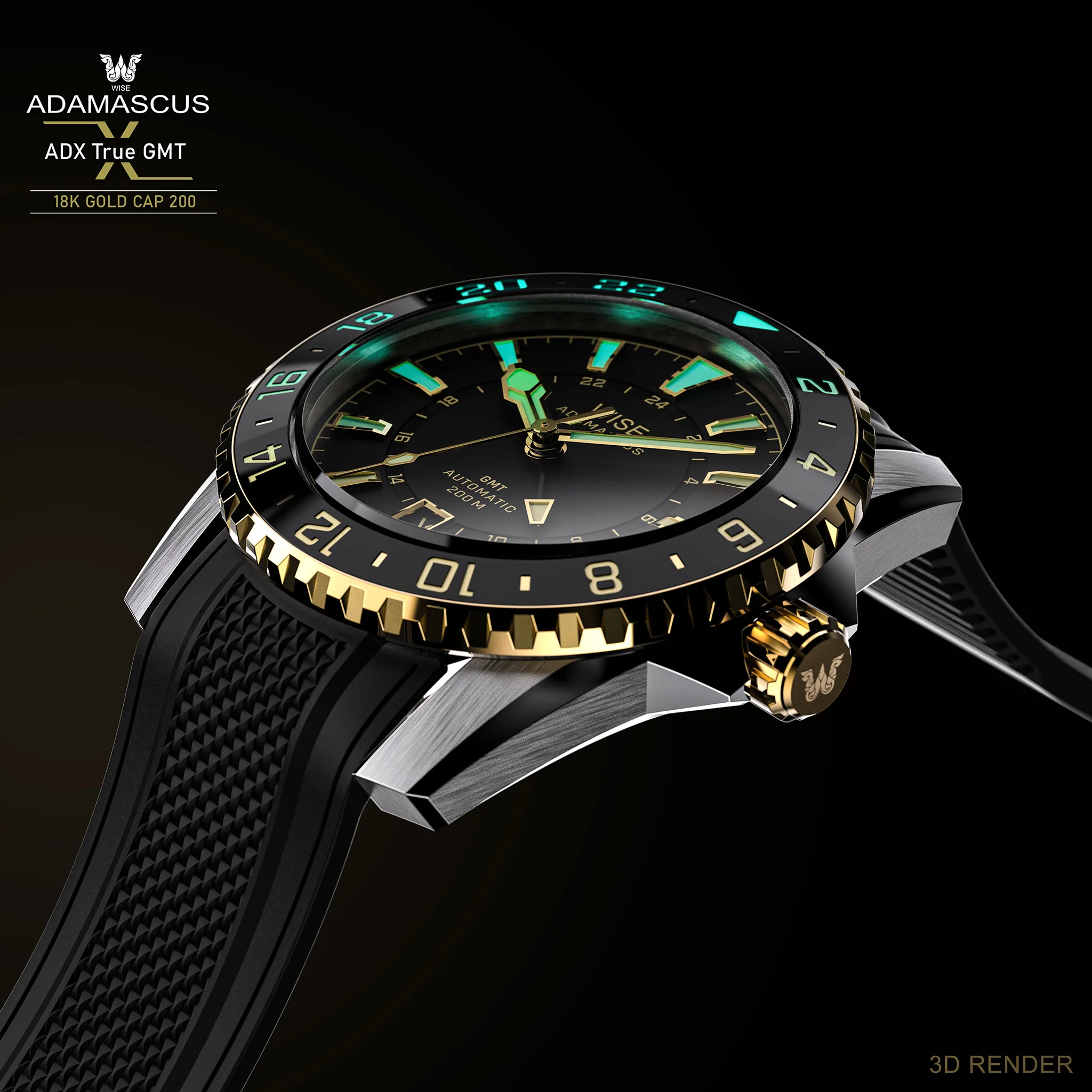 ADAMASCUS ADX101YG True GMT 18K Gold Cap 200 - Image 4