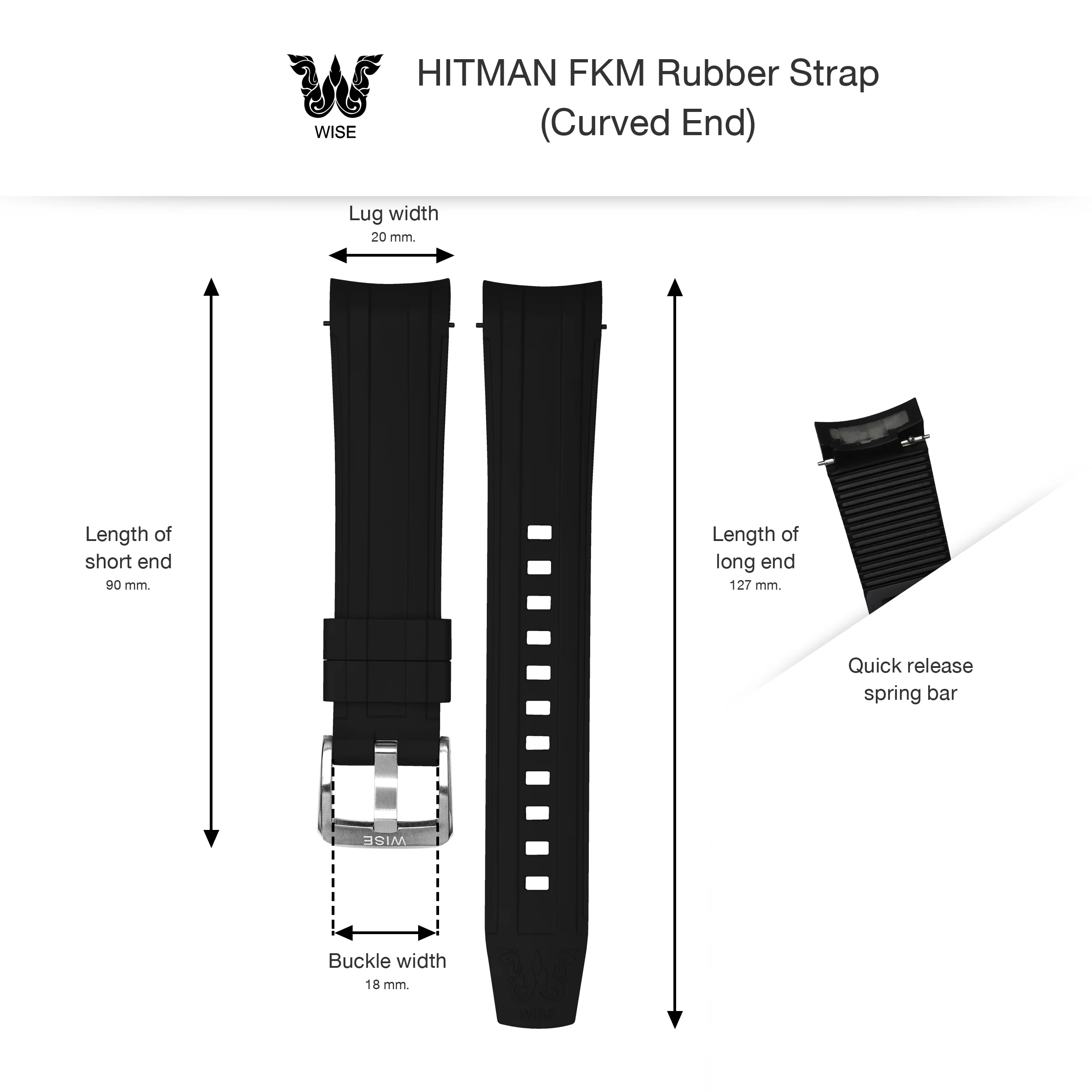 WISE HITMAN FKM Rubber Strap 20 mm. (Curved end) - Image 6
